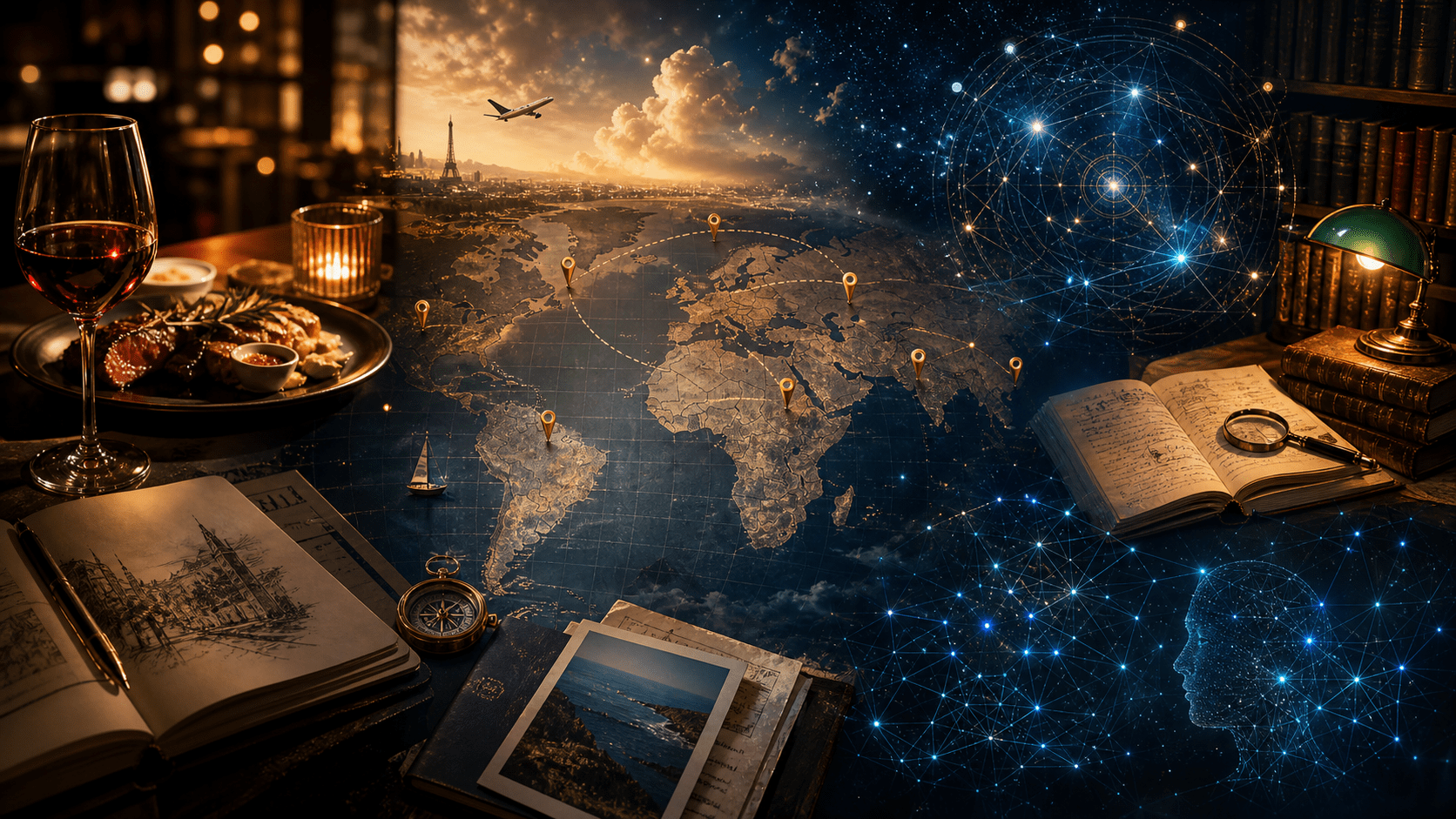 Morgan 宇宙入口封面：餐酒地圖、旅行地圖、知識金庫與 AI 天機圖